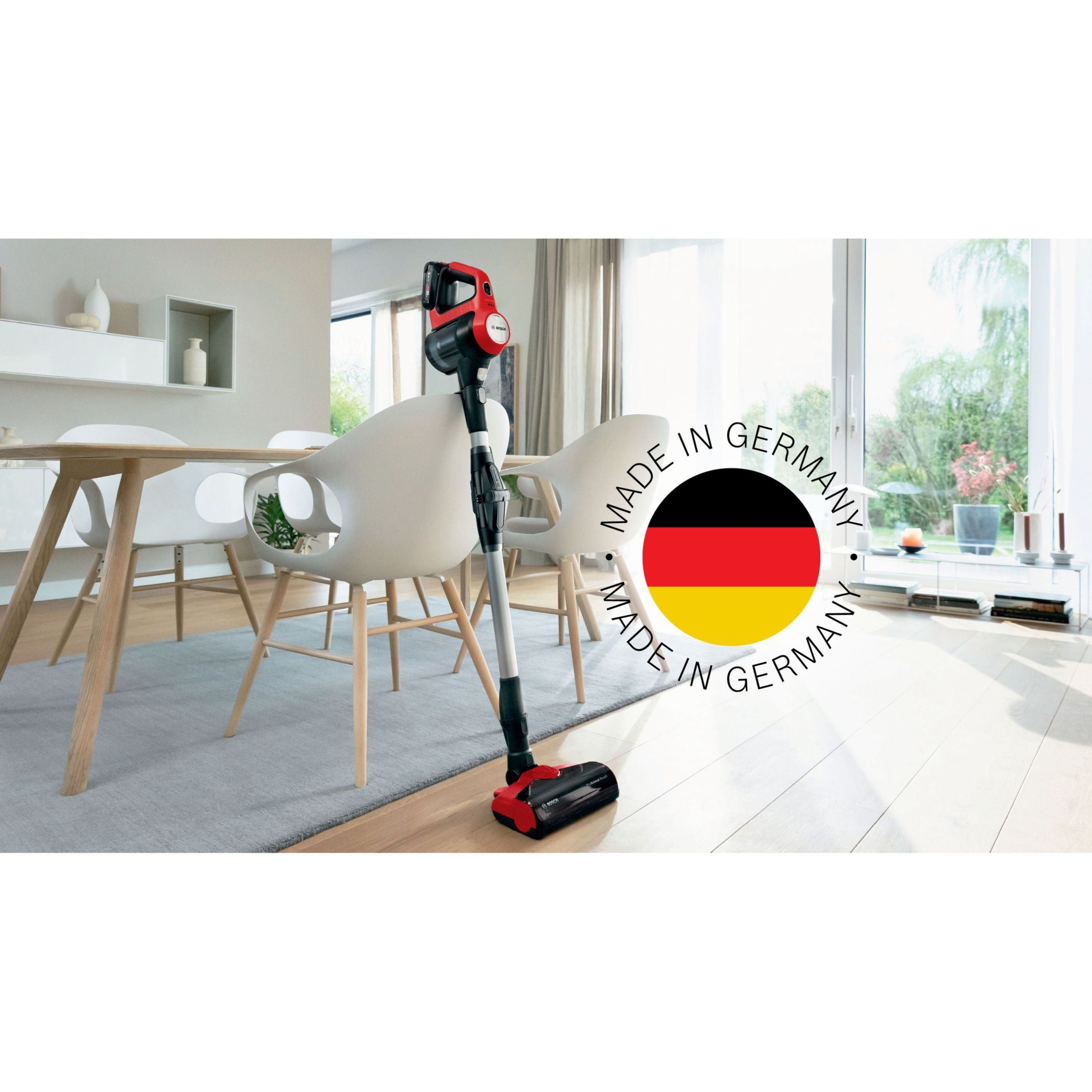 Aspirator vertical BOSCH Serie 7 Unlimited ProAnimal BCS711PET, TurboSpin (3 trepte, Turbo), Acumulator Li-Ion 18V 3A, Praf 0.30l, Perie LED ProAnimal, QuickStand, Nozzle Foot Release, G2.90kg, Tornado Red