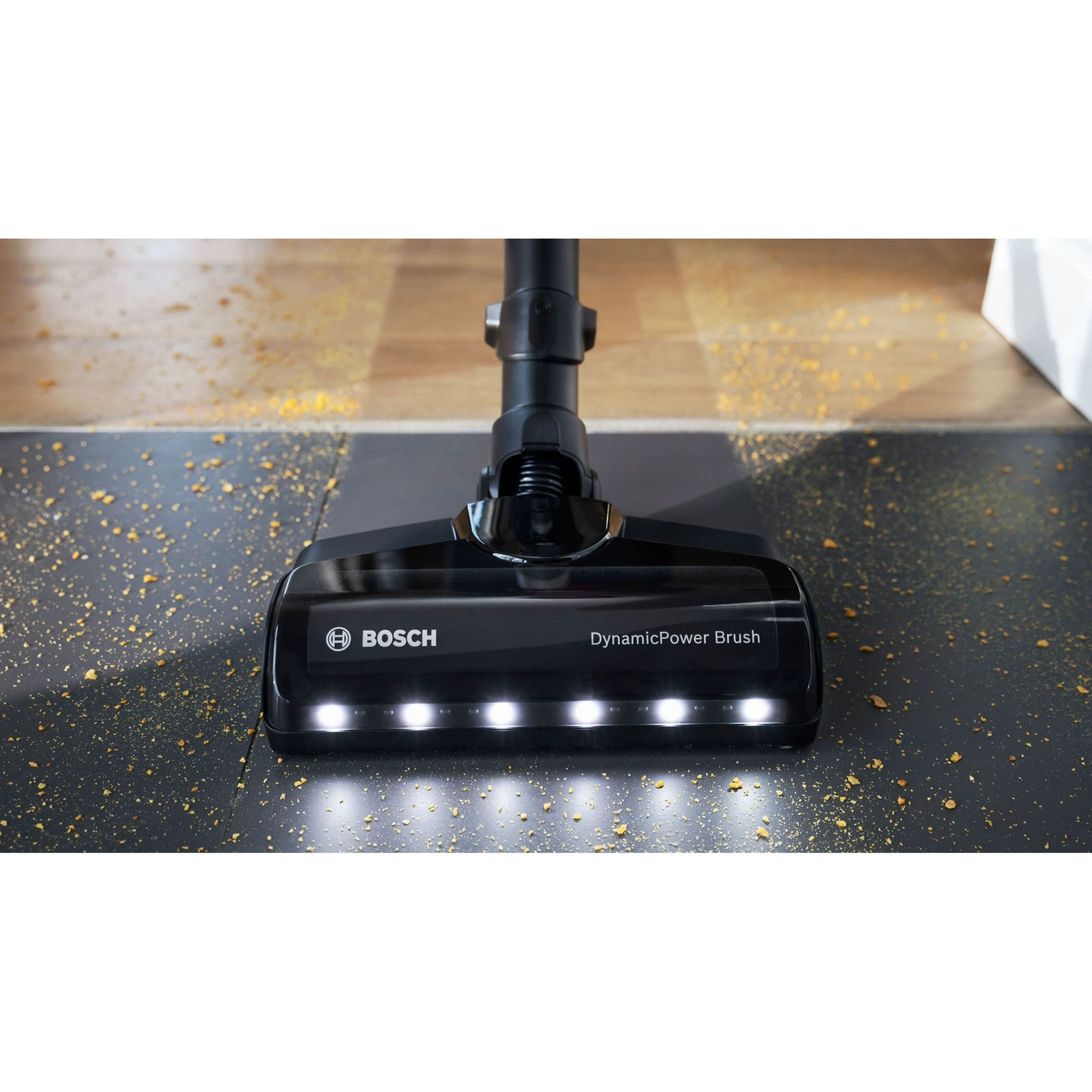 Aspirator vertical BOSCH Serie 7 Unlimited BCS712XXL, TurboSpin (3 trepte, Turbo), 2x Acumulator Li-Ion 18V 3A, Praf 0.30l, Perie LED AllFloor DynamicPower, QuickStand, Nozzle Foot Release, G2.90kg, Negru