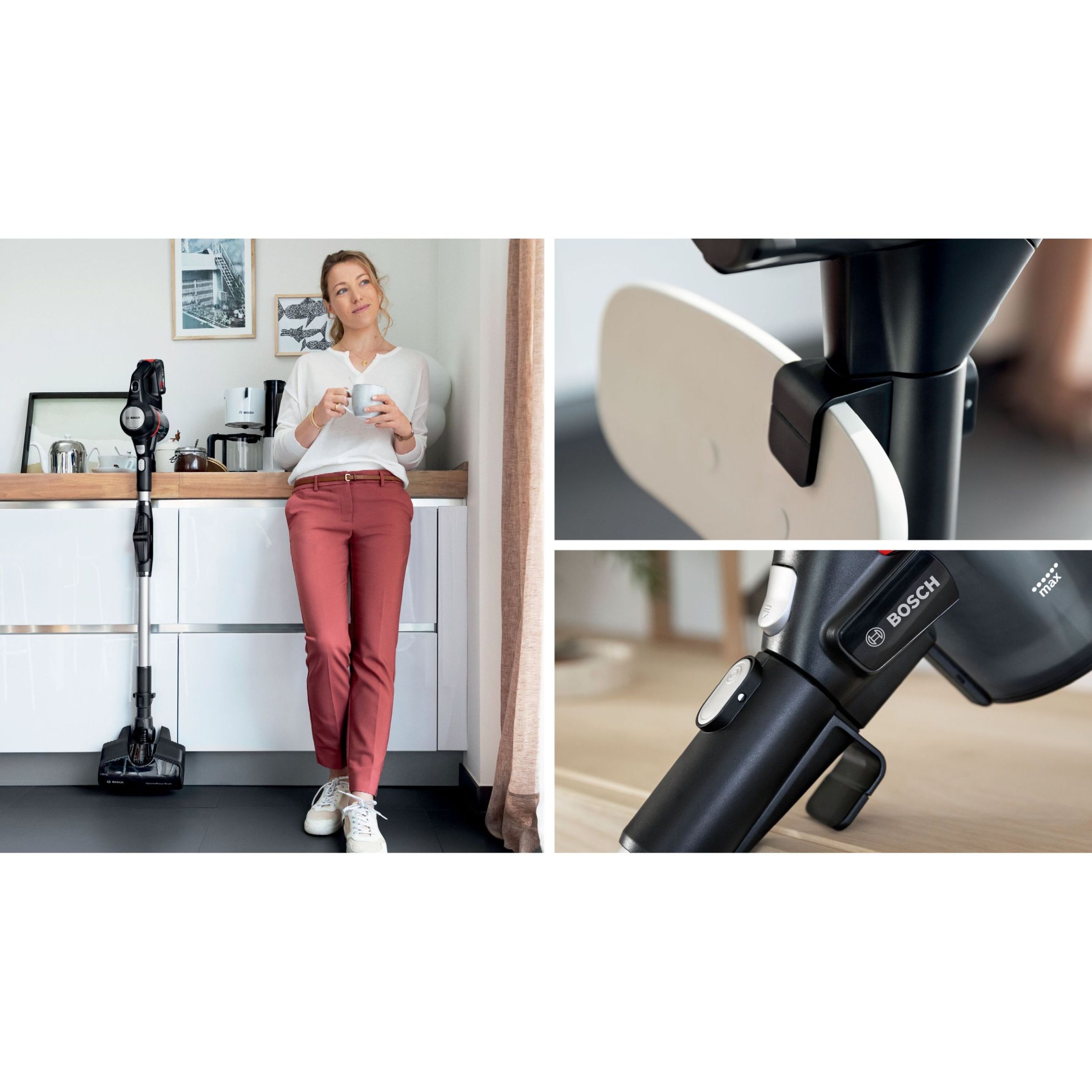 Aspirator vertical BOSCH Serie 7 Unlimited BCS712XXL, TurboSpin (3 trepte, Turbo), 2x Acumulator Li-Ion 18V 3A, Praf 0.30l, Perie LED AllFloor DynamicPower, QuickStand, Nozzle Foot Release, G2.90kg, Negru