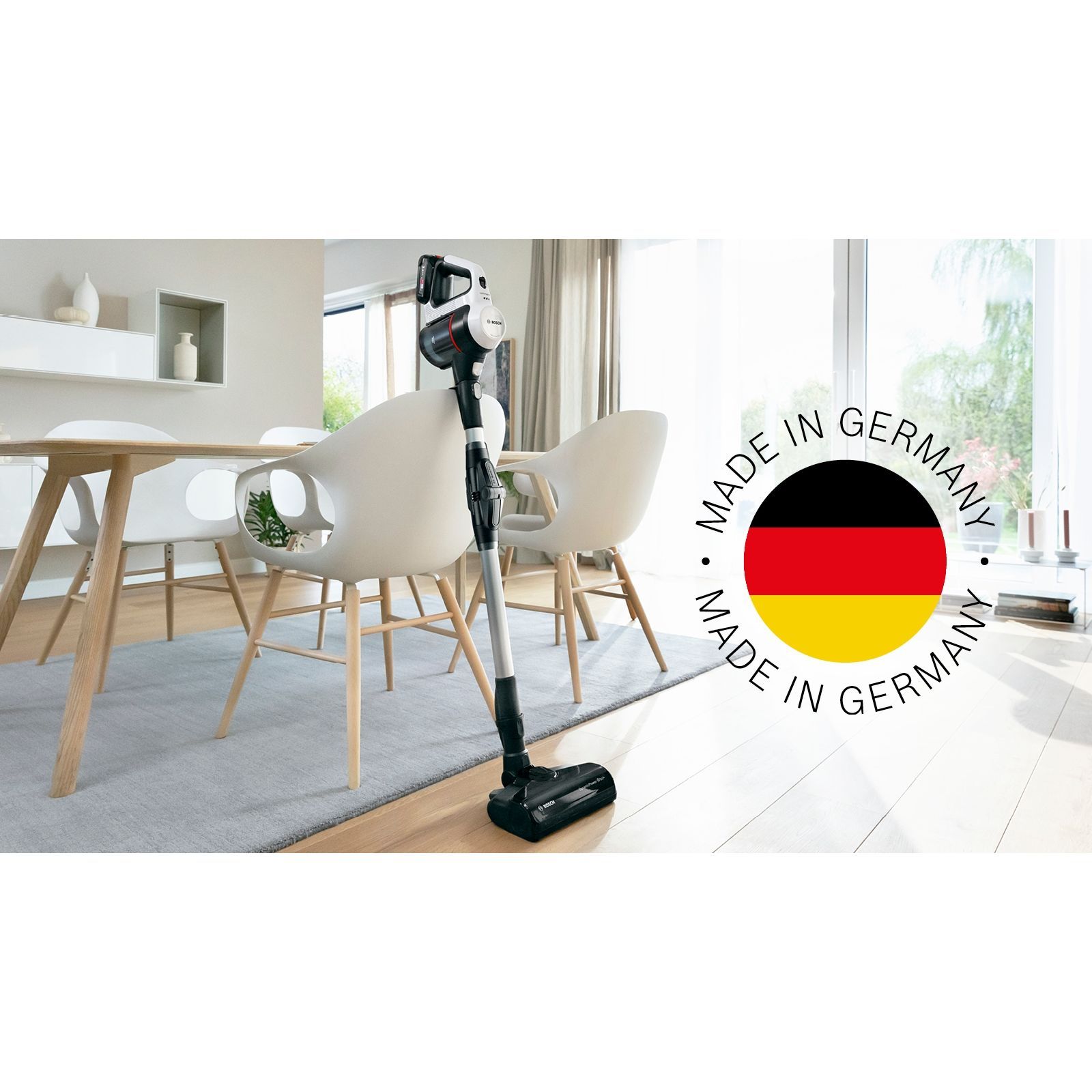Aspirator vertical BOSCH Serie 7 Unlimited BCS711XXL, TurboSpin (3 trepte, Turbo), Acumulator Li-Ion 18V 3A, Praf 0.30l, Perie LED AllFloor DynamicPower, QuickStand, Nozzle Foot Release, G2.90kg, Polar White
