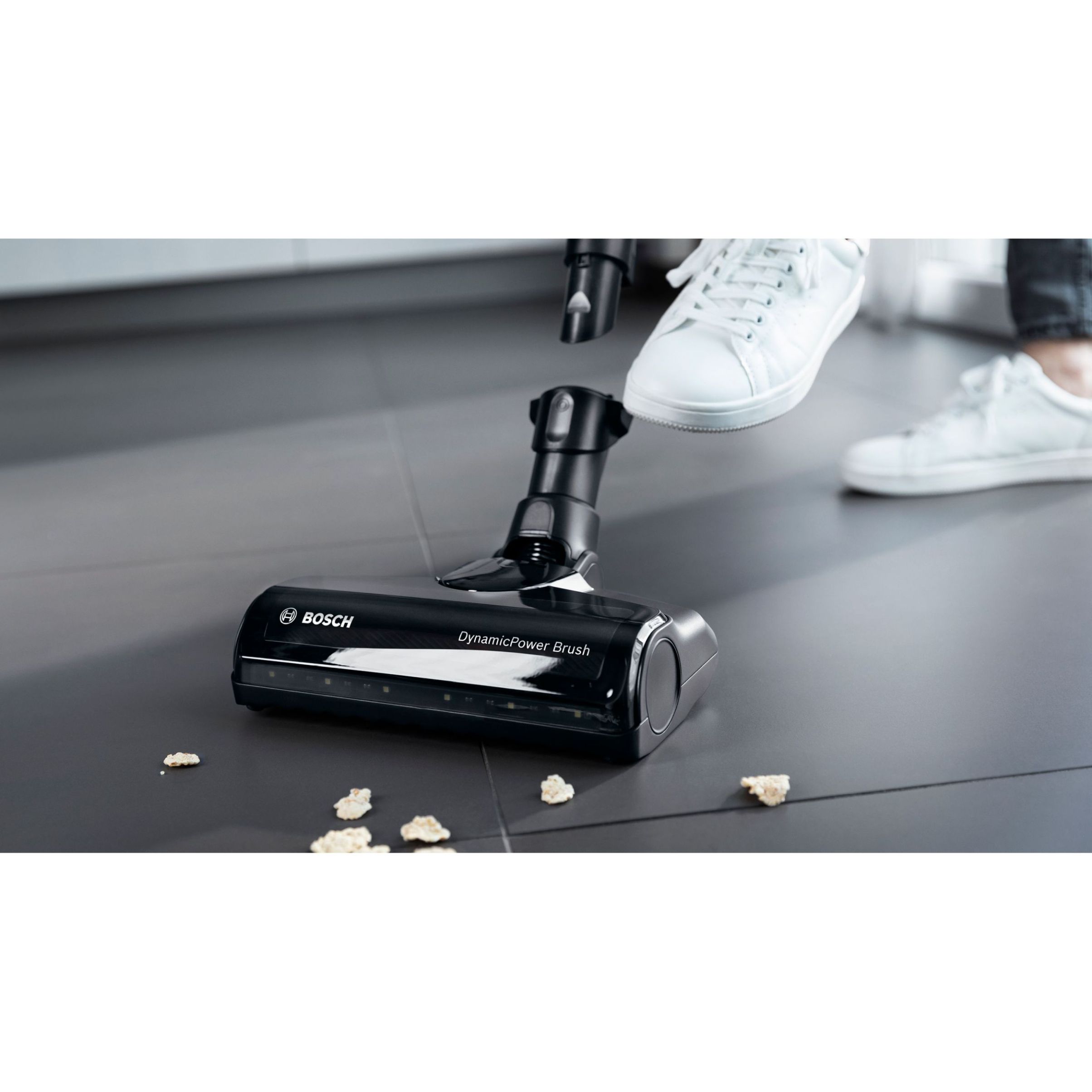 Aspirator vertical BOSCH Serie 7 Unlimited BCS711XXL, TurboSpin (3 trepte, Turbo), Acumulator Li-Ion 18V 3A, Praf 0.30l, Perie LED AllFloor DynamicPower, QuickStand, Nozzle Foot Release, G2.90kg, Polar White