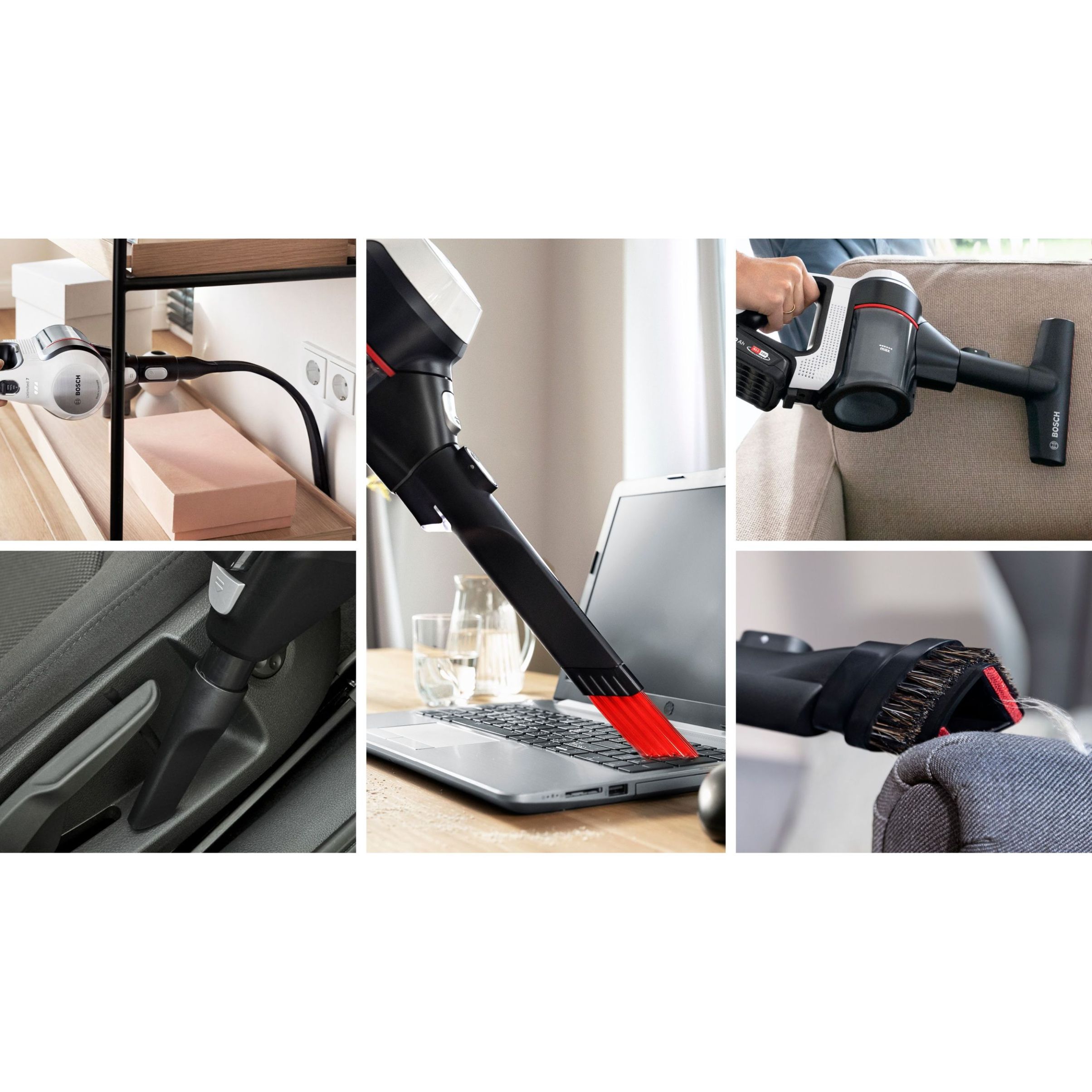Aspirator vertical BOSCH Serie 7 Unlimited BCS711XXL, TurboSpin (3 trepte, Turbo), Acumulator Li-Ion 18V 3A, Praf 0.30l, Perie LED AllFloor DynamicPower, QuickStand, Nozzle Foot Release, G2.90kg, Polar White