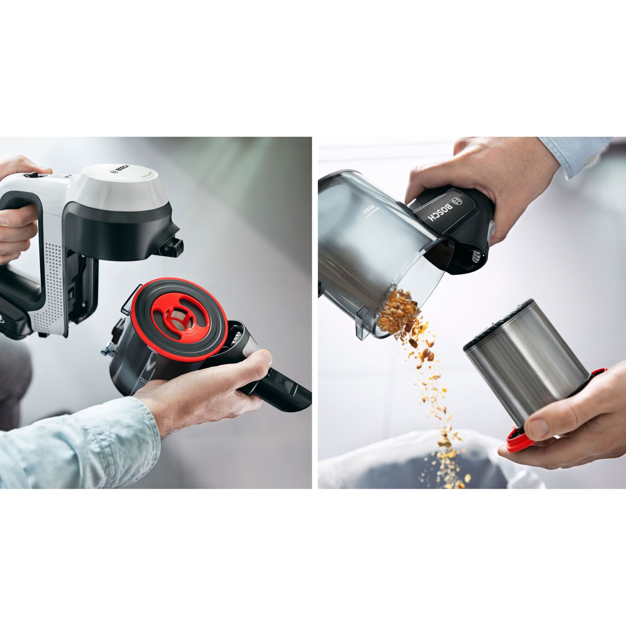 Aspirator vertical BOSCH Serie 7 Unlimited BCS711XXL, TurboSpin (3 trepte, Turbo), Acumulator Li-Ion 18V 3A, Praf 0.30l, Perie LED AllFloor DynamicPower, QuickStand, Nozzle Foot Release, G2.90kg, Polar White