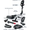 Aspirator vertical BOSCH Serie 7 Unlimited BCS711EXT, TurboSpin (3 trepte, Turbo), Acumulator Li-Ion 18V 3A, Praf 0.30l, Perie LED AllFloor DynamicPower, QuickStand, Nozzle Foot Release, G2.90kg, Negru