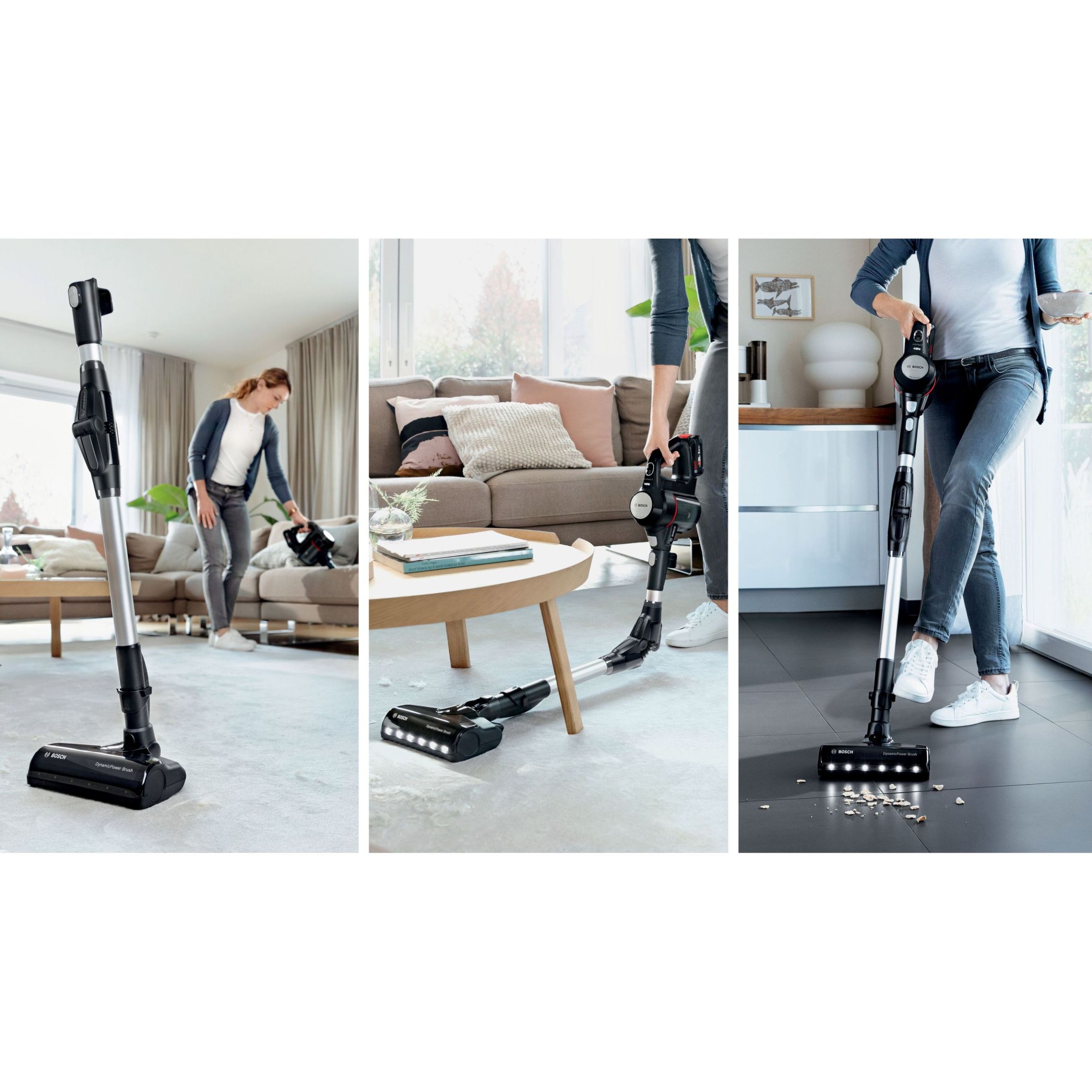 Aspirator vertical BOSCH Serie 7 Unlimited BCS711EXT, TurboSpin (3 trepte, Turbo), Acumulator Li-Ion 18V 3A, Praf 0.30l, Perie LED AllFloor DynamicPower, QuickStand, Nozzle Foot Release, G2.90kg, Negru