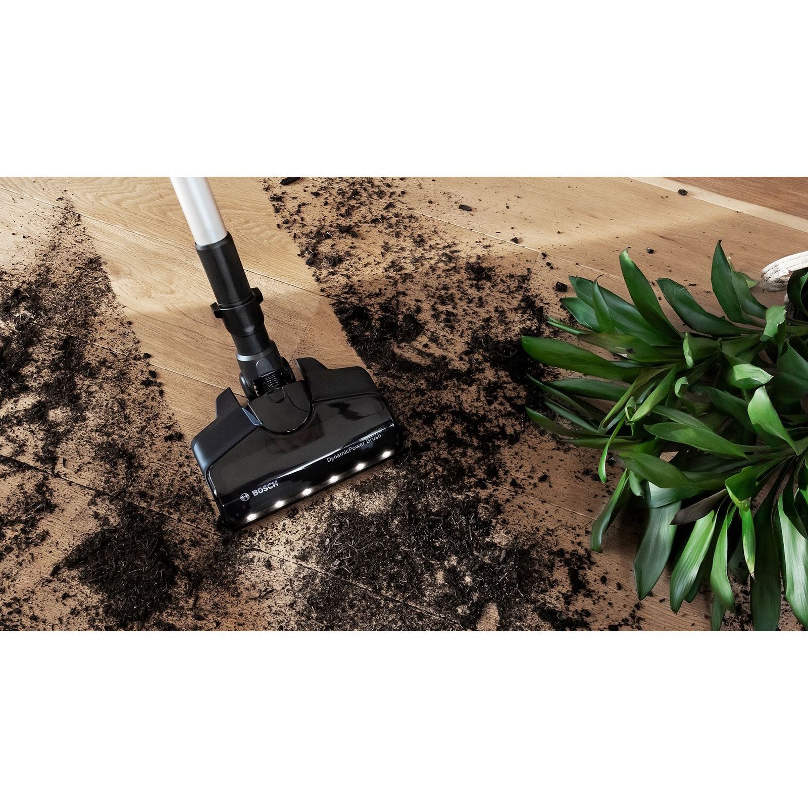 Aspirator vertical BOSCH Serie 7 Unlimited BCS711A, TurboSpin (3 trepte, Turbo), Acumulator Li-Ion 18V 3A, Praf 0.30l, Perie LED AllFloor DynamicPower, QuickStand, Nozzle Foot Release, G2.90kg, Dark Graphite