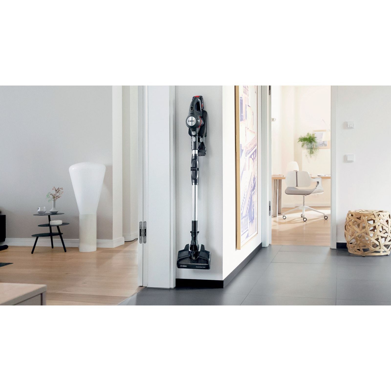 Aspirator vertical BOSCH Serie 7 Unlimited BCS711A, TurboSpin (3 trepte, Turbo), Acumulator Li-Ion 18V 3A, Praf 0.30l, Perie LED AllFloor DynamicPower, QuickStand, Nozzle Foot Release, G2.90kg, Dark Graphite