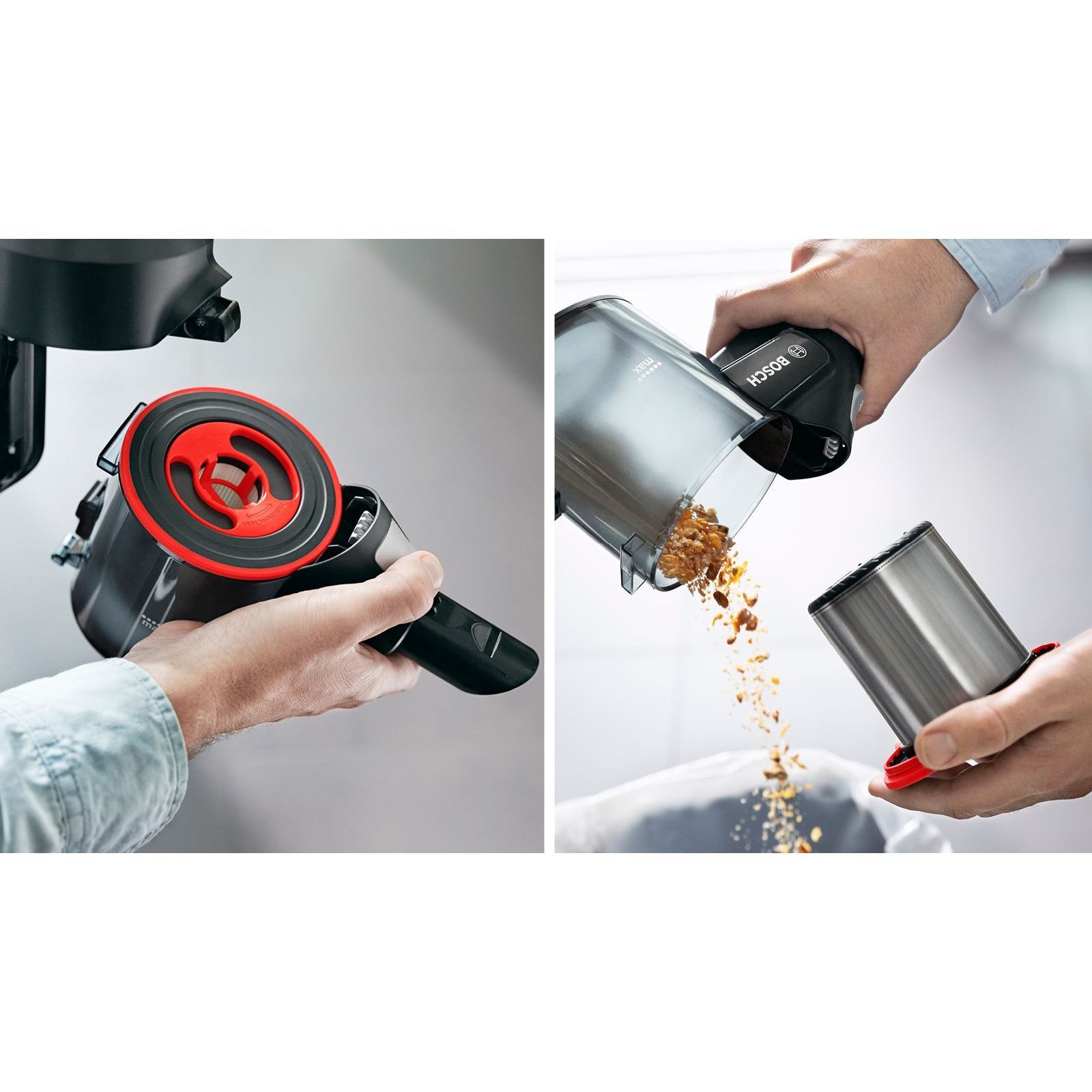 Aspirator vertical BOSCH Serie 7 Unlimited BCS711A, TurboSpin (3 trepte, Turbo), Acumulator Li-Ion 18V 3A, Praf 0.30l, Perie LED AllFloor DynamicPower, QuickStand, Nozzle Foot Release, G2.90kg, Dark Graphite