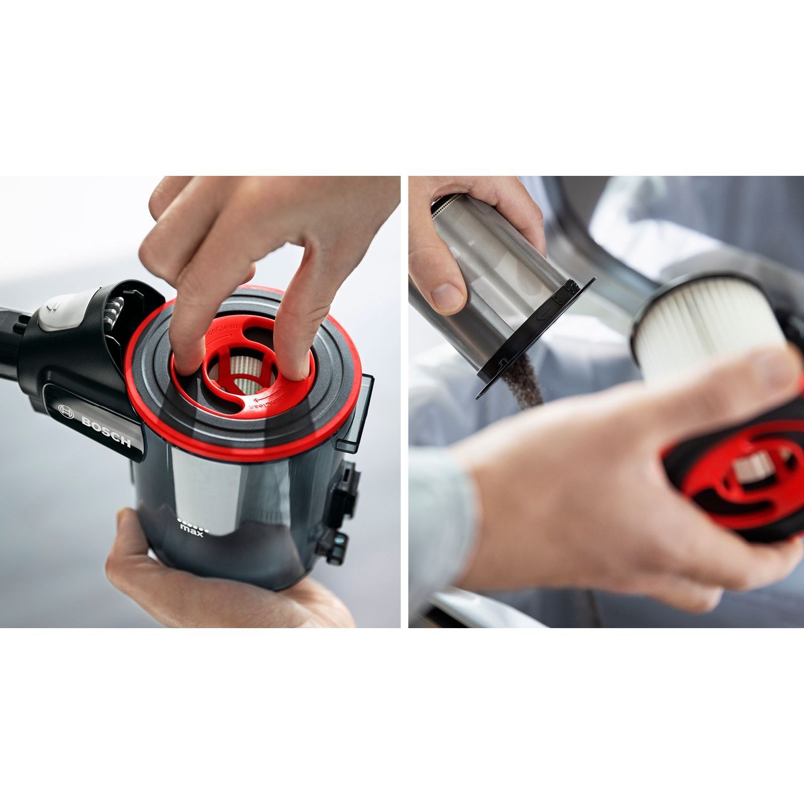 Aspirator vertical BOSCH Serie 7 Unlimited BCS711A, TurboSpin (3 trepte, Turbo), Acumulator Li-Ion 18V 3A, Praf 0.30l, Perie LED AllFloor DynamicPower, QuickStand, Nozzle Foot Release, G2.90kg, Dark Graphite