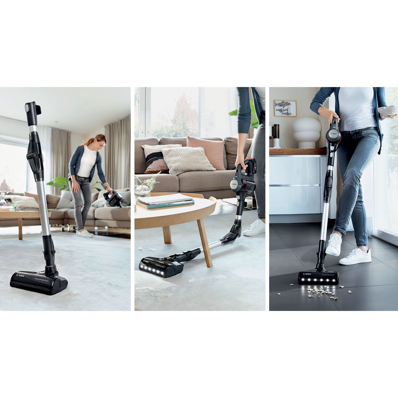 Aspirator vertical BOSCH Serie 7 Unlimited BCS711A, TurboSpin (3 trepte, Turbo), Acumulator Li-Ion 18V 3A, Praf 0.30l, Perie LED AllFloor DynamicPower, QuickStand, Nozzle Foot Release, G2.90kg, Dark Graphite