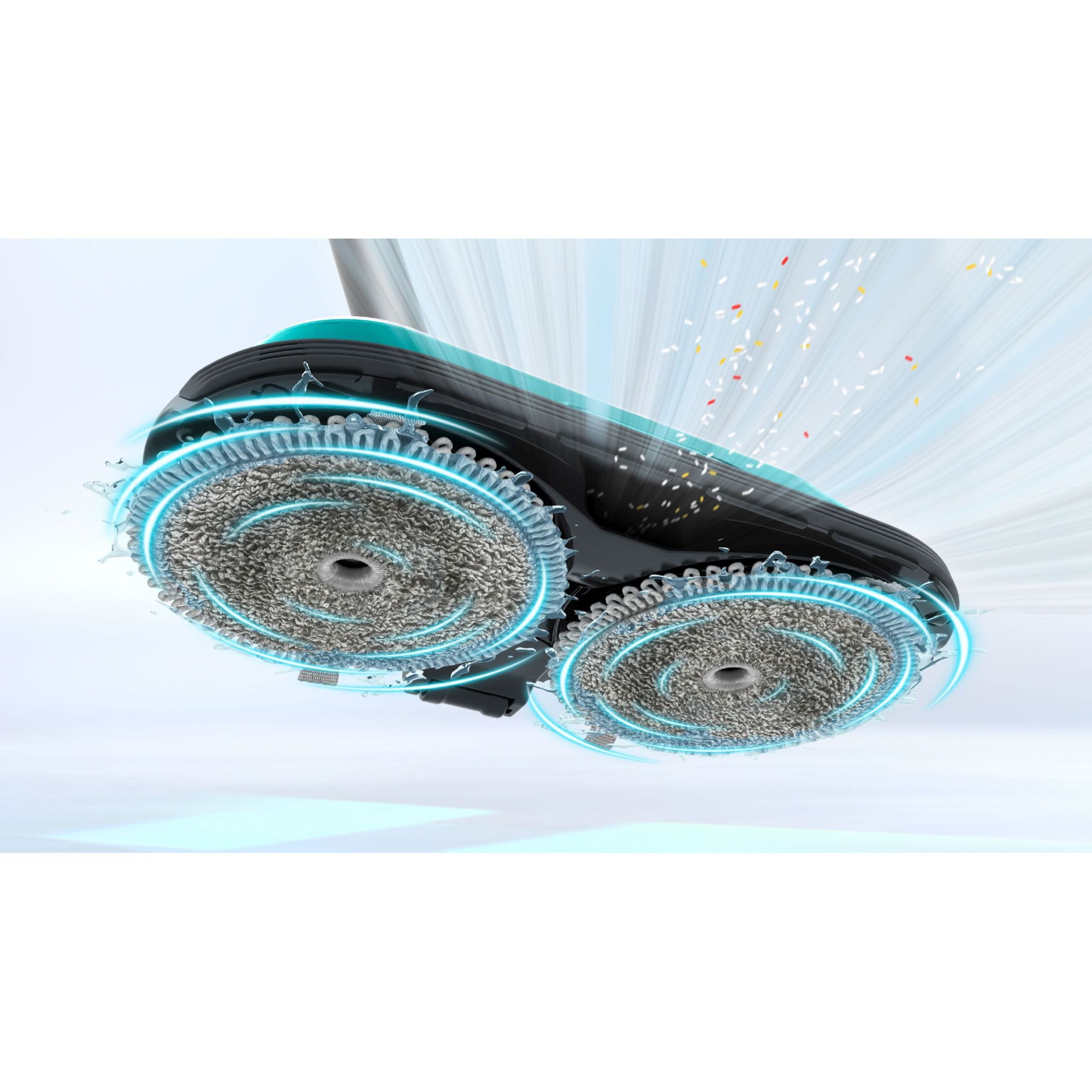 Aspirator vertical BOSCH Serie 7 Unlimited ProHygienic Aqua BCS71HYG3, TurboSpin (3 trepte, Turbo), Acumulator Li-Ion 18V 3A, Praf 0.30l, Funcție mop, Perie DynamicAqua 2în1, Lavete microfibră, G2.90kg, Alb