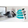 Aspirator vertical BOSCH Serie 7 Unlimited ProHygienic Aqua BCS71HYG3, TurboSpin (3 trepte, Turbo), Acumulator Li-Ion 18V 3A, Praf 0.30l, Funcție mop, Perie DynamicAqua 2în1, Lavete microfibră, G2.90kg, Alb