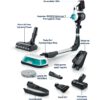 Aspirator vertical BOSCH Serie 7 Unlimited ProHygienic Aqua BCS71HYG3, TurboSpin (3 trepte, Turbo), Acumulator Li-Ion 18V 3A, Praf 0.30l, Funcție mop, Perie DynamicAqua 2în1, Lavete microfibră, G2.90kg, Alb