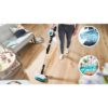 Aspirator vertical BOSCH Serie 7 Unlimited ProHygienic Aqua BCS71HYG2, TurboSpin (3 trepte, Turbo), Acumulator Li-Ion 18V 3A, Praf 0.30l, Funcție mop, Perie DynamicAqua 2în1, Lavete microfibră, G2.90kg, Alb