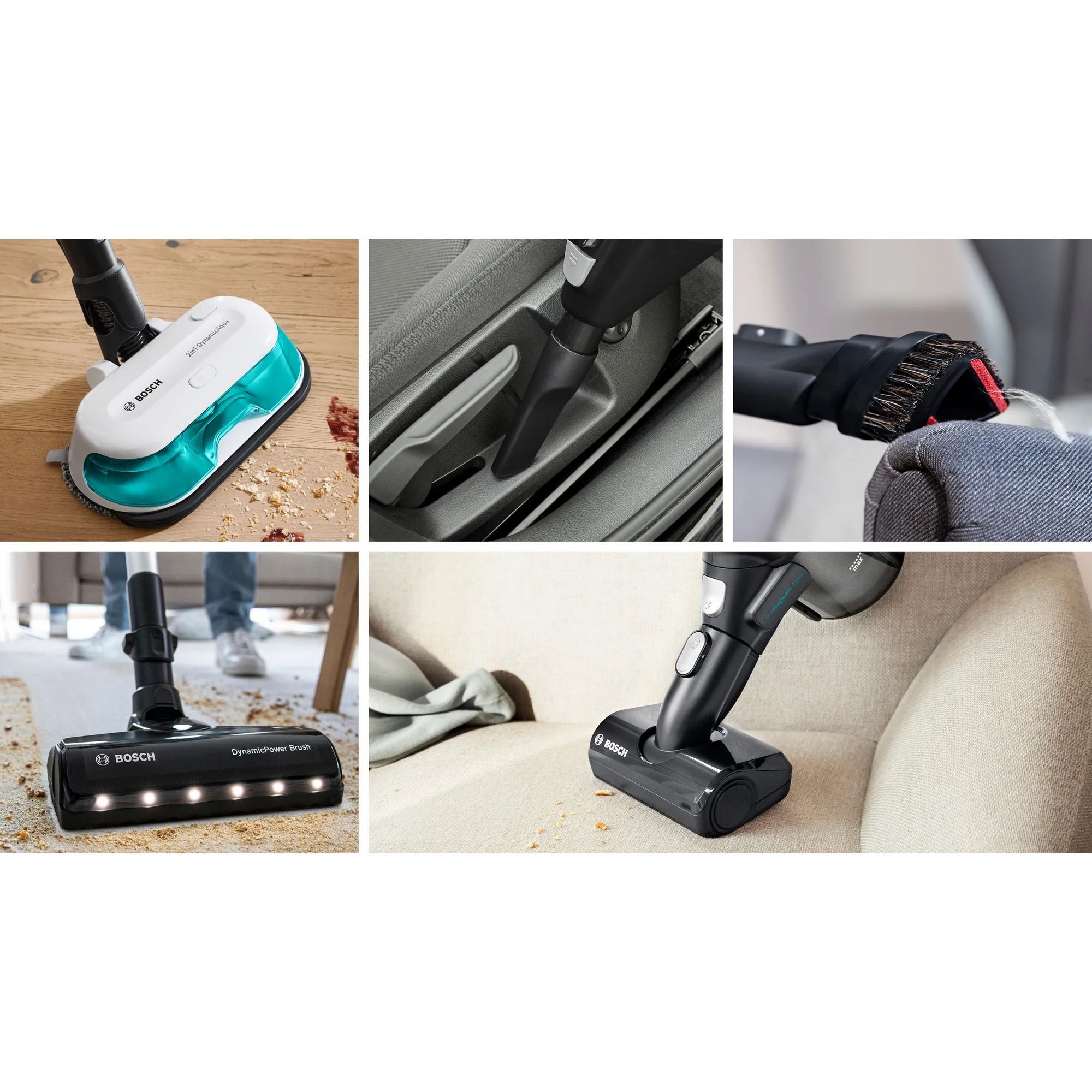 Aspirator vertical BOSCH Serie 7 Unlimited ProHygienic Aqua BCS71HYG2, TurboSpin (3 trepte, Turbo), Acumulator Li-Ion 18V 3A, Praf 0.30l, Funcție mop, Perie DynamicAqua 2în1, Lavete microfibră, G2.90kg, Alb