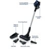 Aspirator vertical BOSCH Serie 6 Unlimited BBS611MAT, Uz Dry, 2 trepte, 1 acc. li-Ion 18V (uz 30min, reînc. 4h), Praf 0.3l, Perie electrică AllFloor Power, Motor DigitalSpin, 2.3kg, Moonlight Blue