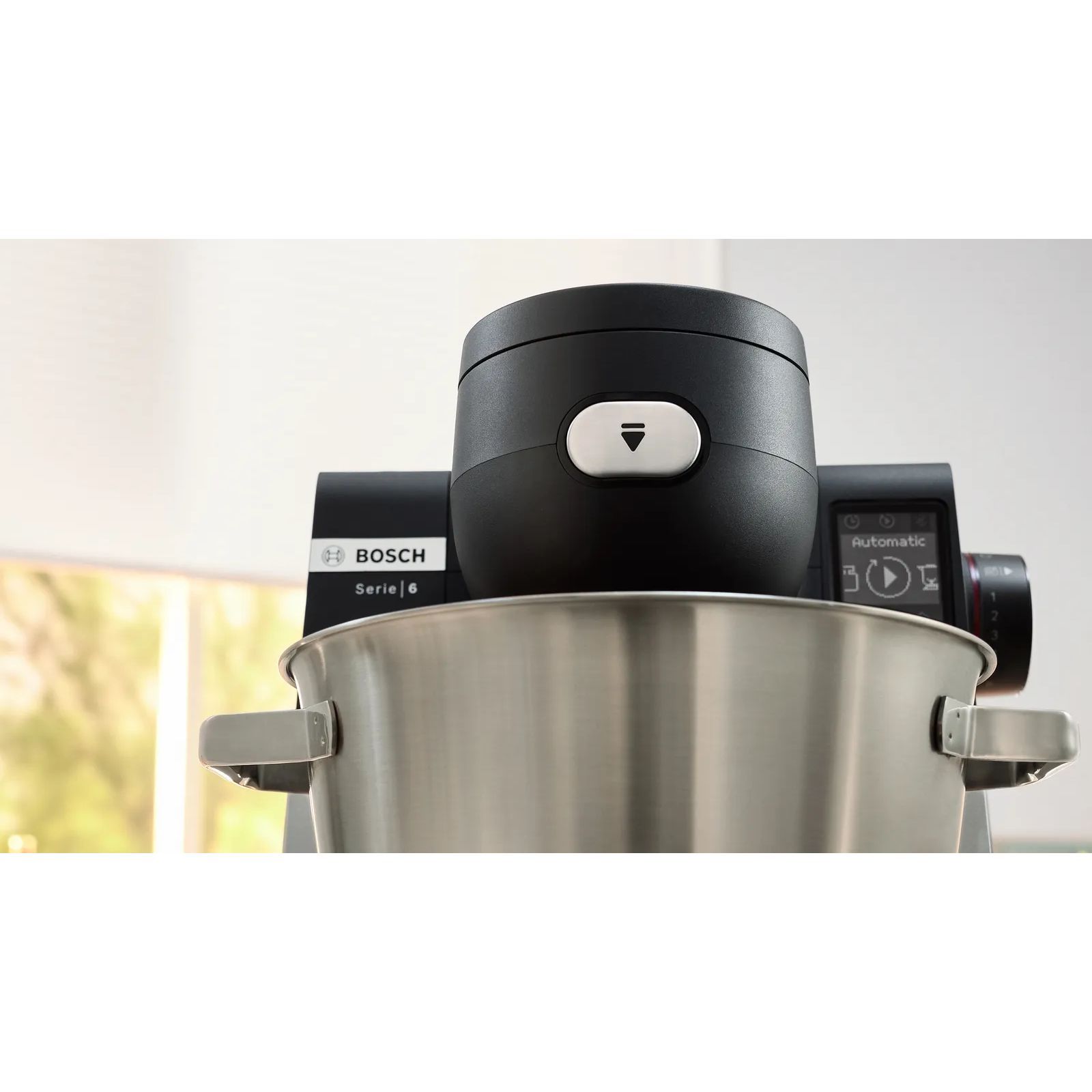 Robot de bucătărie planetar BOSCH Serie 6 MUMS6 Scale MUMS6ZS17, 1600W (7 trepte, Pulse), Bol inox șlefuit 5.5l cu mânere, Set patiserie, Cântar, Cronometru, SoftStart, AirCooling, G7.83kg, Matte Jet Black