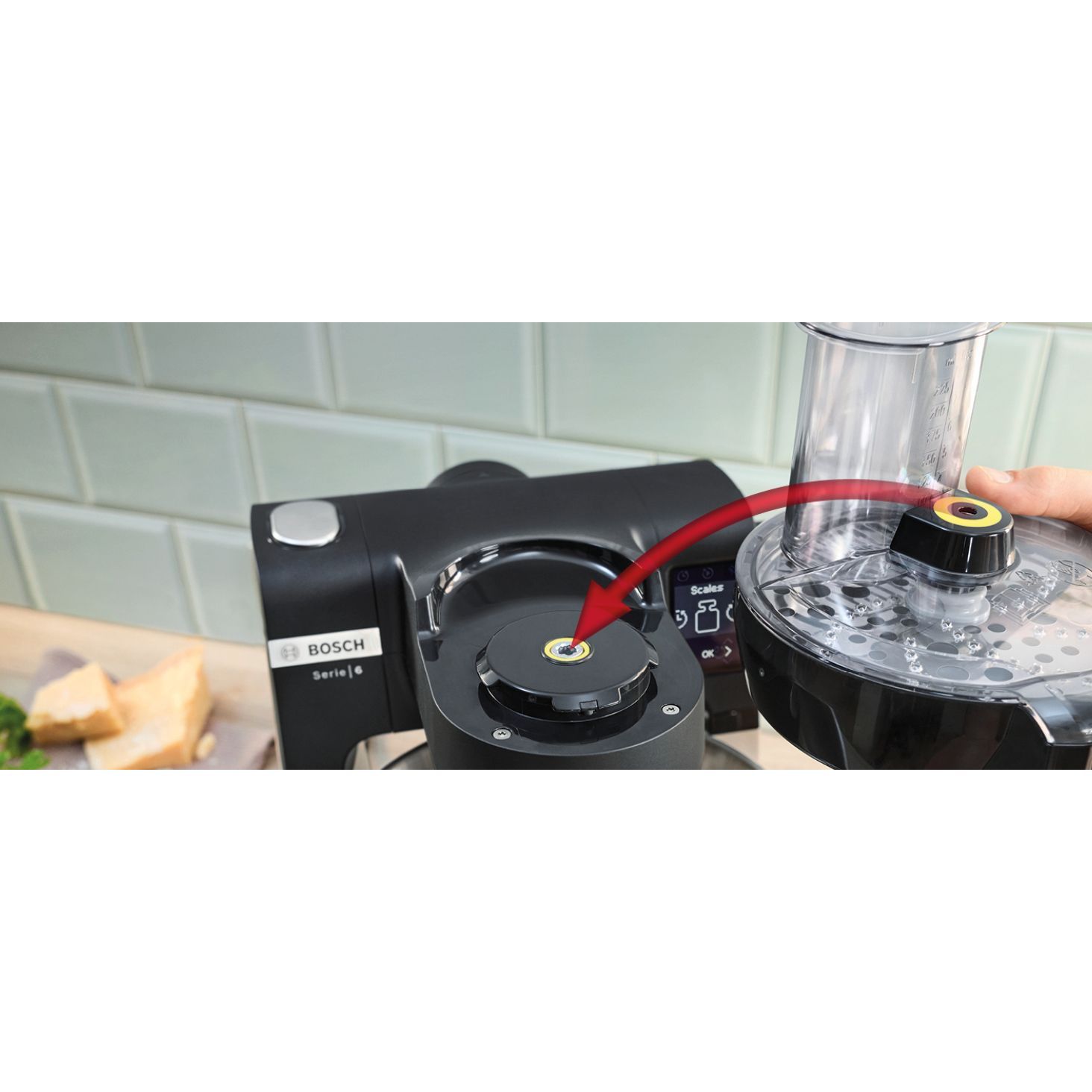 Robot de bucătărie planetar BOSCH Serie 6 MUMS6 Scale MUMS6ZS17, 1600W (7 trepte, Pulse), Bol inox șlefuit 5.5l cu mânere, Set patiserie, Cântar, Cronometru, SoftStart, AirCooling, G7.83kg, Matte Jet Black