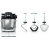 Robot de bucătărie planetar BOSCH Serie 6 MUMS6 Scale MUMS6ZS00, 1600W (7 trepte, Pulse), Bol inox șlefuit 5.5l cu mânere, Set patiserie, Cântar, Cronometru, SoftStart, AirCooling, G7.83kg, Matte Jet Black