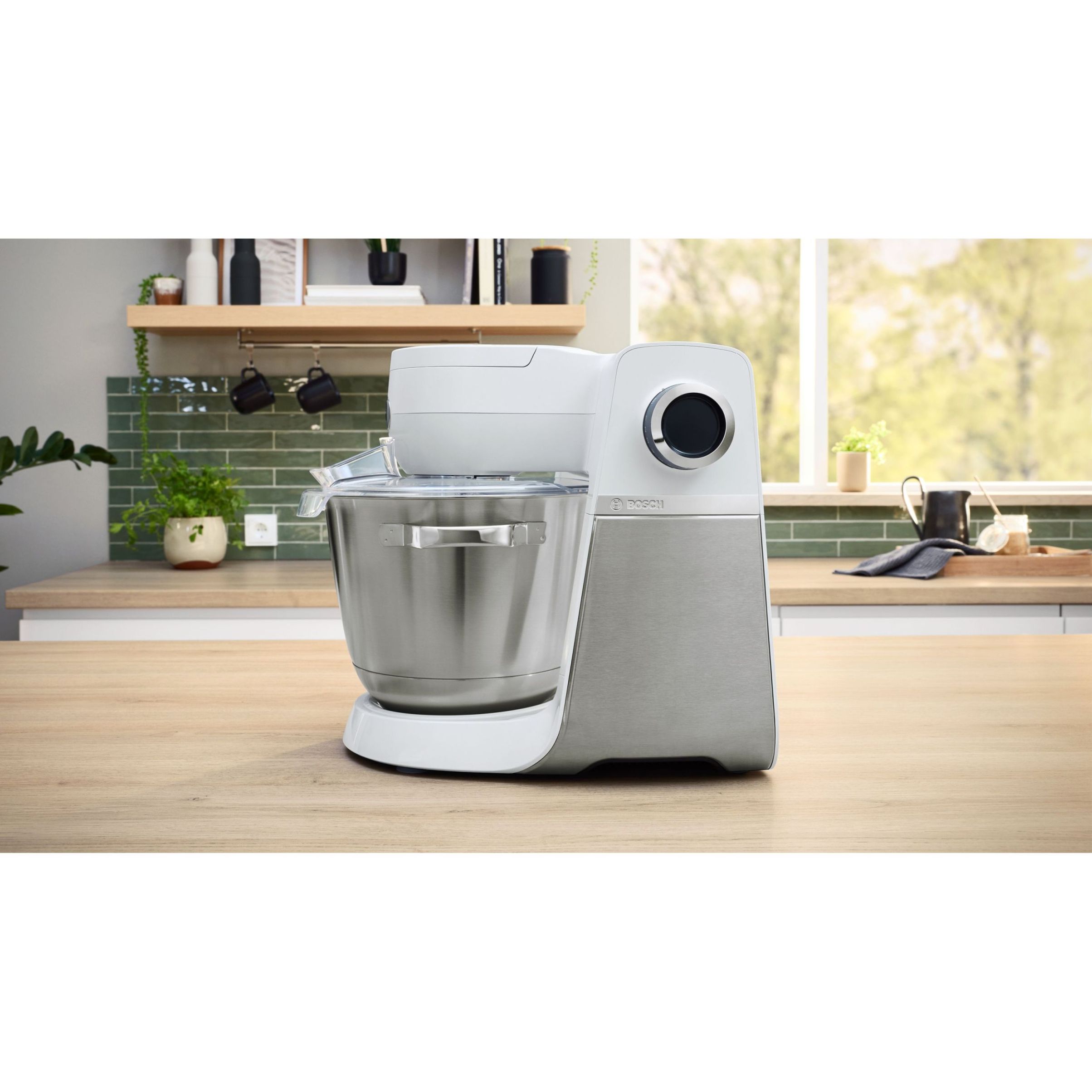Robot de bucătărie planetar BOSCH Serie 6 MUMS6 MUMS6EW22, 1600W (7 trepte, Pulse), Bol inox șlefuit 5.5l cu mânere, Set patiserie, Soft Start, AirCooling, Color Coding, G7.83kg, Polar White