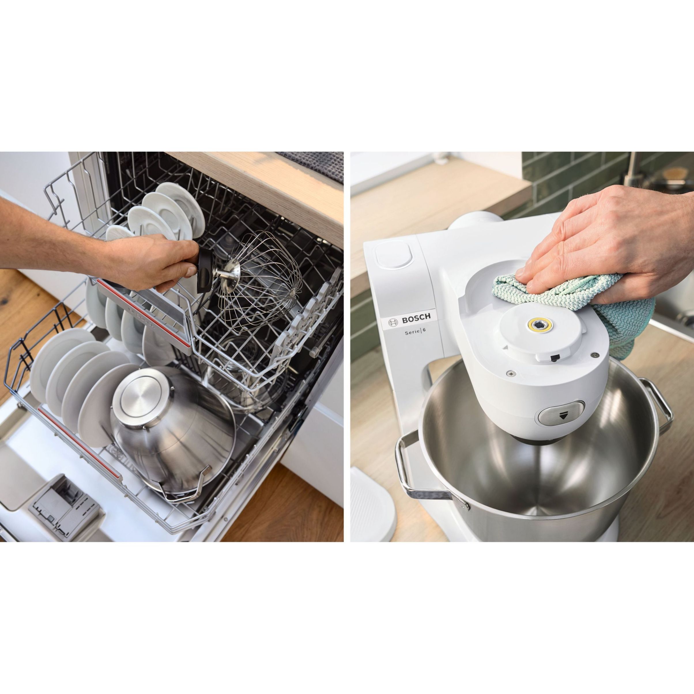 Robot de bucătărie planetar BOSCH Serie 6 MUMS6 MUMS6EW22, 1600W (7 trepte, Pulse), Bol inox șlefuit 5.5l cu mânere, Set patiserie, Soft Start, AirCooling, Color Coding, G7.83kg, Polar White