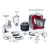 Robot de bucătărie planetar BOSCH Serie 4 MUM5 Scale MUM5X720, 1000W (7 trepte, Pulse), Bol inox 3.9l, Cântar, Timer, Set patiserie, Soft Start, Geantă, Carcasă plastic, Deep Red Silver
