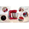 Robot de bucătărie planetar BOSCH Serie 4 MUM5 Scale MUM5X720, 1000W (7 trepte, Pulse), Bol inox 3.9l, Cântar, Timer, Set patiserie, Soft Start, Geantă, Carcasă plastic, Deep Red Silver