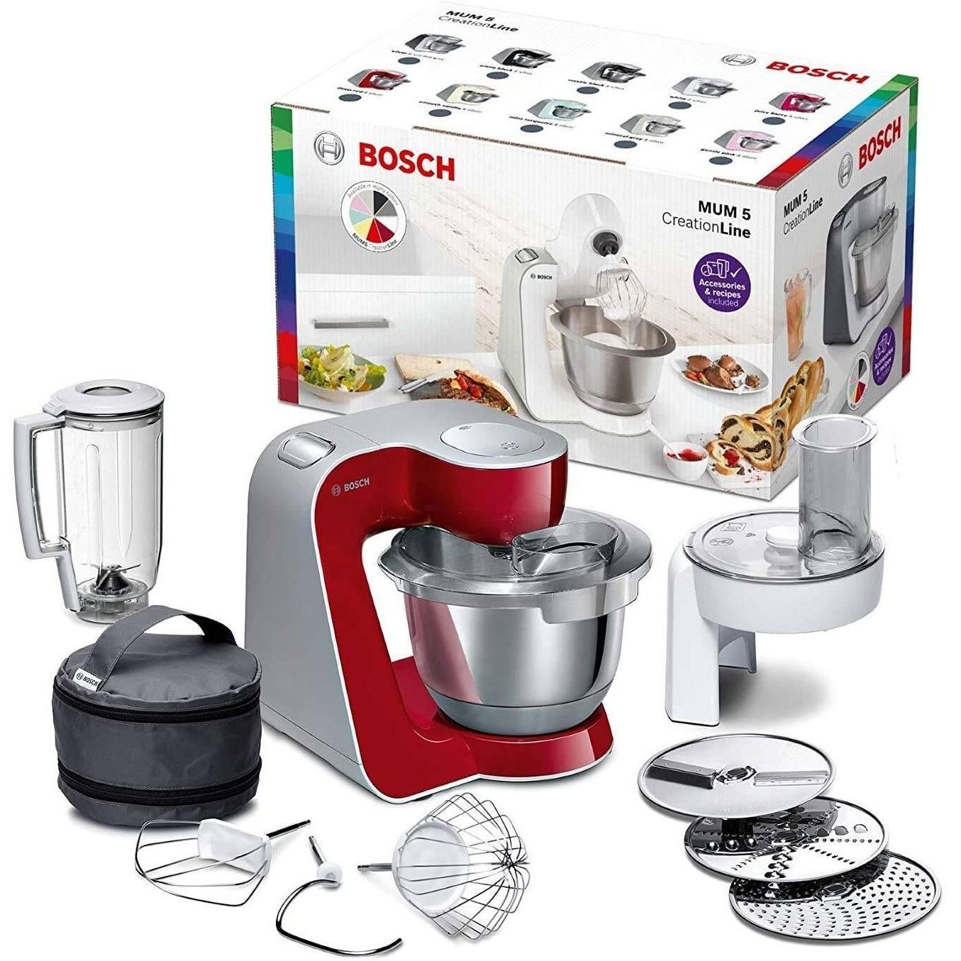 Robot de bucătărie planetar BOSCH Serie 4 MUM5 MUM58720, 1000W (7 trepte și Pulse), Deep Red