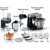 Robot de bucătărie planetar BOSCH Serie S2 MUMS2 MUMS2VM40, 900W (7 trepte și Pulse), Bol inox 3.8l, Set patiserie, Soft Start, Design compact, Control electronic al puterii, G4.4kg, Black and Silver