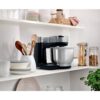 Robot de bucătărie planetar BOSCH Serie S2 MUMS2 MUMS2VM40, 900W (7 trepte și Pulse), Bol inox 3.8l, Set patiserie, Soft Start, Design compact, Control electronic al puterii, G4.4kg, Black and Silver