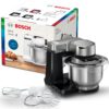 Robot de bucătărie planetar BOSCH Serie S2 MUMS2 MUMS2VM00, 900W (7 trepte și Pulse), Bol inox 3.8l, Set patiserie, Soft Start, Design compact, Control electronic al puterii, G4.4kg, Black and Silver