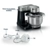 Robot de bucătărie planetar BOSCH Serie S2 MUMS2 MUMS2VM00, 900W (7 trepte și Pulse), Bol inox 3.8l, Set patiserie, Soft Start, Design compact, Control electronic al puterii, G4.4kg, Black and Silver