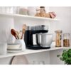 Robot de bucătărie planetar BOSCH Serie S2 MUMS2 MUMS2VM00, 900W (7 trepte și Pulse), Bol inox 3.8l, Set patiserie, Soft Start, Design compact, Control electronic al puterii, G4.4kg, Black and Silver