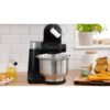Robot de bucătărie planetar BOSCH Serie S2 MUMS2 MUMS2VM00, 900W (7 trepte și Pulse), Bol inox 3.8l, Set patiserie, Soft Start, Design compact, Control electronic al puterii, G4.4kg, Black and Silver