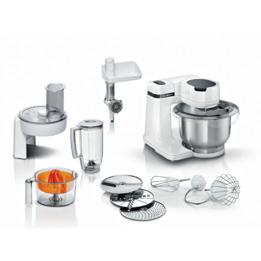 Robot de bucătărie planetar BOSCH Serie S2 MUMS2 MUMS2EW40  700W (4 trepte)  Bol inox 3.8l  Set de patiserie  Soft Start  Design compact  Control electronic al puterii  G4.4kg  Fully White