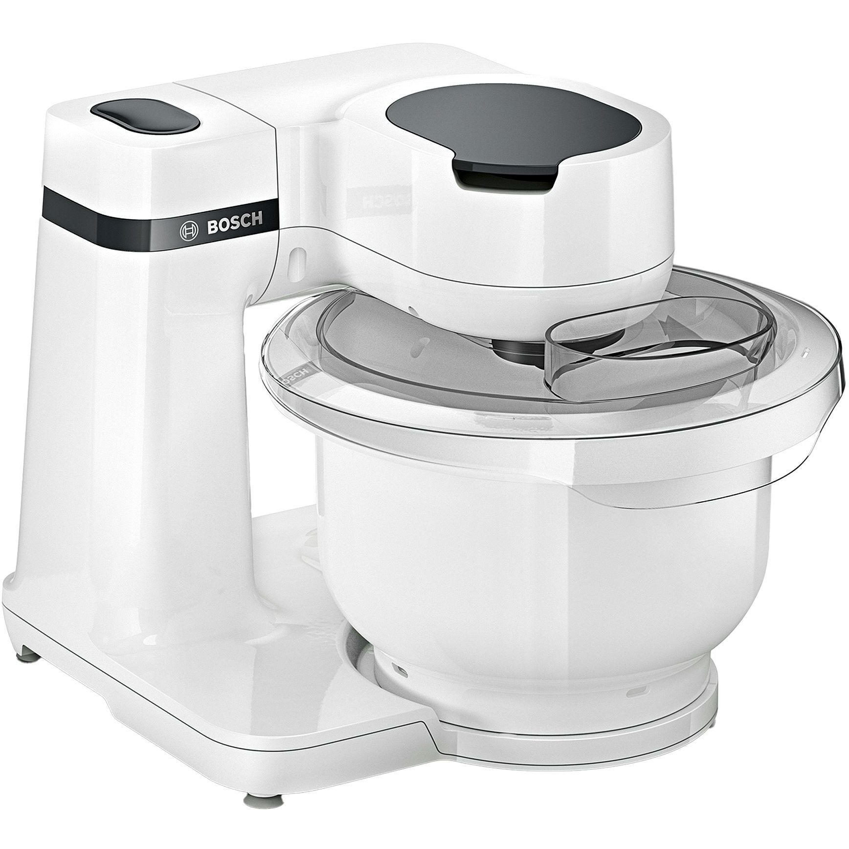 Robot de bucătărie planetar BOSCH Serie S2 MUMS2 MUMS2AW00, 700W (4 trepte), Bol plastic 3.8l, Set de patiserie, Soft Start, Design compact, Control electronic al puterii, G4.4kg, Fully White