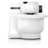 Robot de bucătărie planetar BOSCH Serie S2 MUMS2 MUMS2AW00, 700W (4 trepte), Bol plastic 3.8l, Set de patiserie, Soft Start, Design compact, Control electronic al puterii, G4.4kg, Fully White