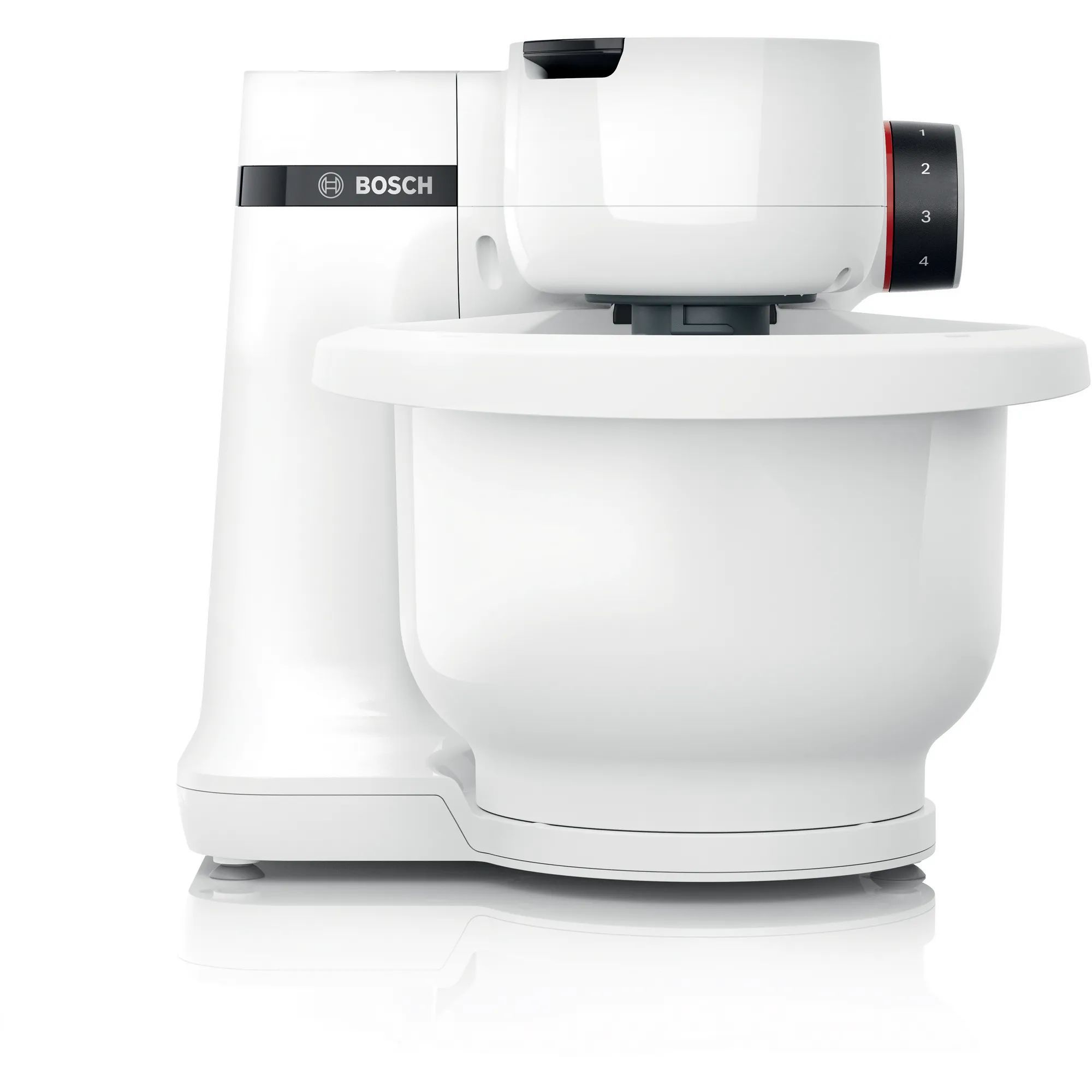 Robot de bucătărie planetar BOSCH Serie S2 MUMS2 MUMS2AW00, 700W (4 trepte), Bol plastic 3.8l, Set de patiserie, Soft Start, Design compact, Control electronic al puterii, G4.4kg, Fully White