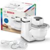 Robot de bucătărie planetar BOSCH Serie S2 MUMS2 MUMS2AW00, 700W (4 trepte), Bol plastic 3.8l, Set de patiserie, Soft Start, Design compact, Control electronic al puterii, G4.4kg, Fully White