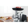 Mașină de tocat carne BOSCH ProPower MFW68640, 800W, 3 discuri incluse depozitabile (3mm, 4.8mm, 8mm), 4,3kg/min, 10 funcții, Buton inversare, Pâlnie cârnați, Accesoriu Kebbe, Mâner, 79dBA