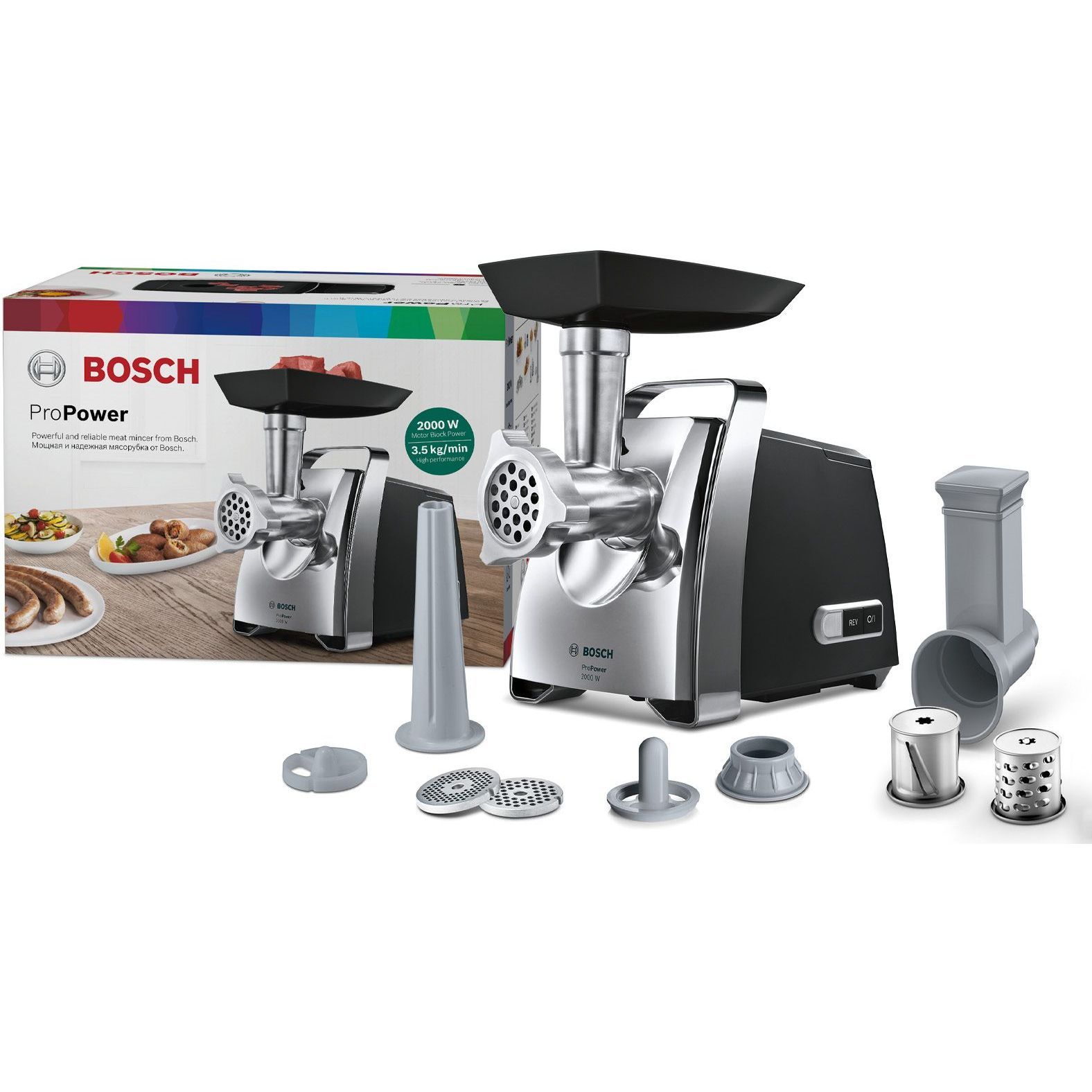 Mașină de tocat carne BOSCH ProPower MFW67440, 700W, Peste 10 funcţii, Neagră