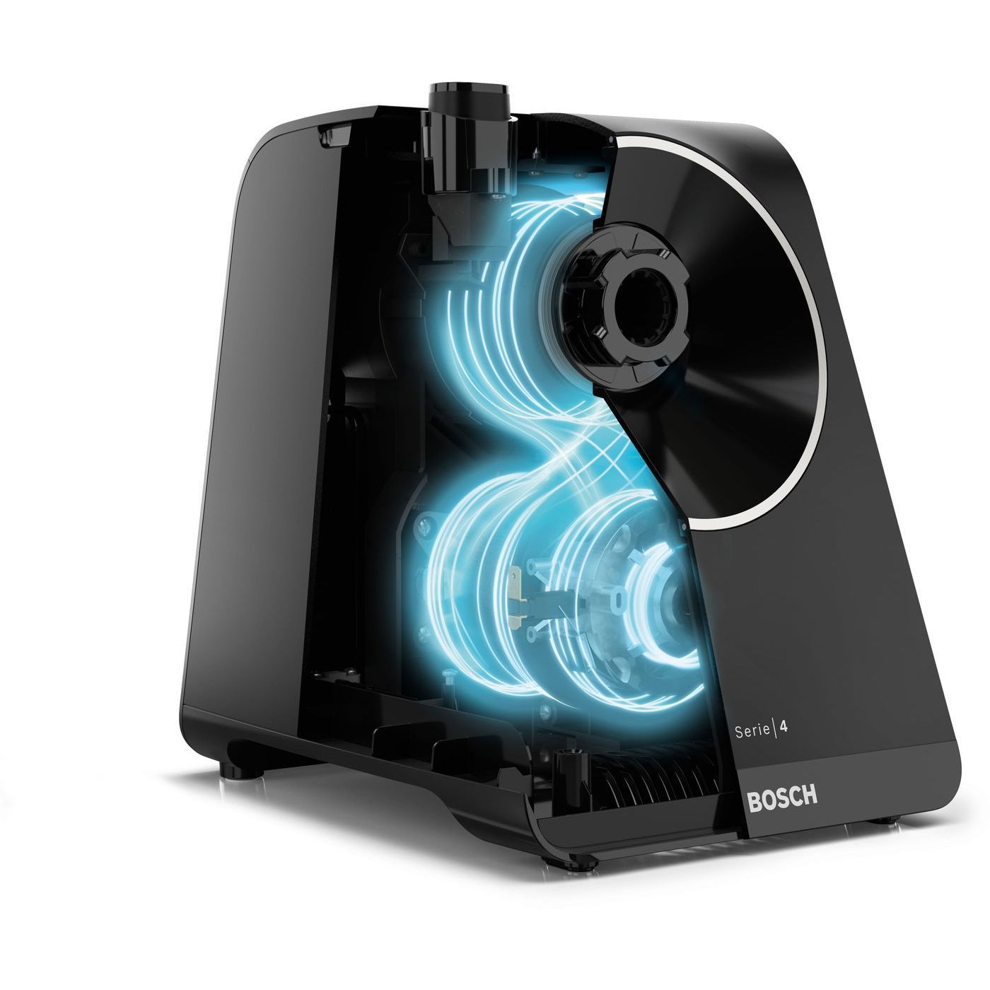Mașină de tocat carne BOSCH Serie 4 MultiPower MFWS440B, Vârf 2000W (2 trepte și revers), Nominală 500W, 2.5kg/min, Răzătoare, Cârnați, Kebbe, Cuțit două tăișuri, Neagră