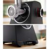 Mașină de tocat carne BOSCH Serie 4 MultiPower MFWS440B, Vârf 2000W (2 trepte și revers), Nominală 500W, 2.5kg/min, Răzătoare, Cârnați, Kebbe, Cuțit două tăișuri, Neagră