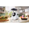 Mașină de tocat carne BOSCH Serie 4 MultiPower MFWS420W, Vârf 2000W (2 trepte și revers), Nominală 500W, 2.5kg/min, Cârnați, Piciorușe ventuze, Cuțit cu două tăișuri, Albă