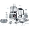 Robot de bucătărie BOSCH MultiTalent 8 MC812M844, 1250W, Oțel inoxidabil periat, 50 de funcţii, Bol XXL cu capacitate de 3,9 l, Viteză variabilă, Indicator LED și Funcție Impuls, Sistem SmartStorage, Negru