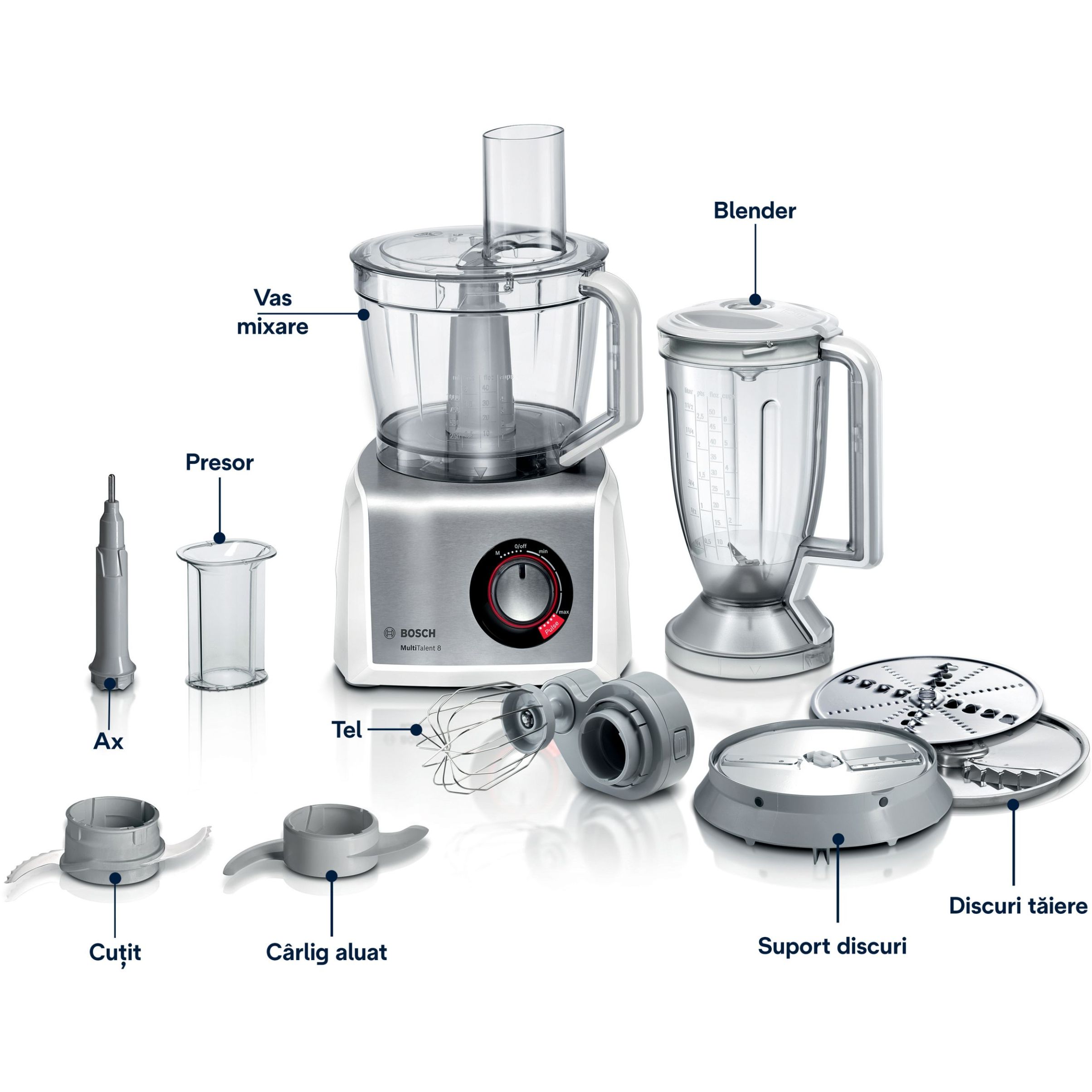 Robot de bucătărie BOSCH MultiTalent 8 MC812S814, 1250W, Brushed Stainless Steel