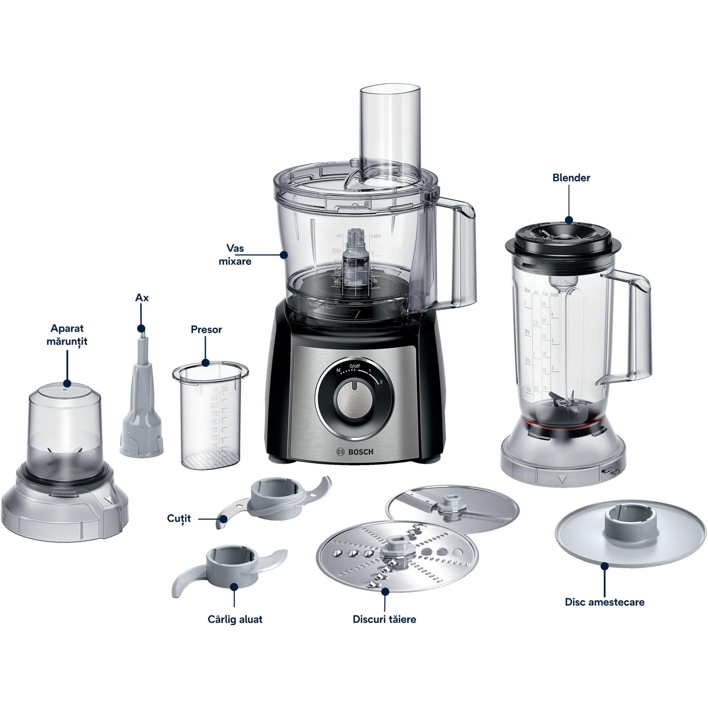 Robot de bucătărie BOSCH MultiTalent 3 Plus MCM3PM386, 900W, Brushed Stainless Steel