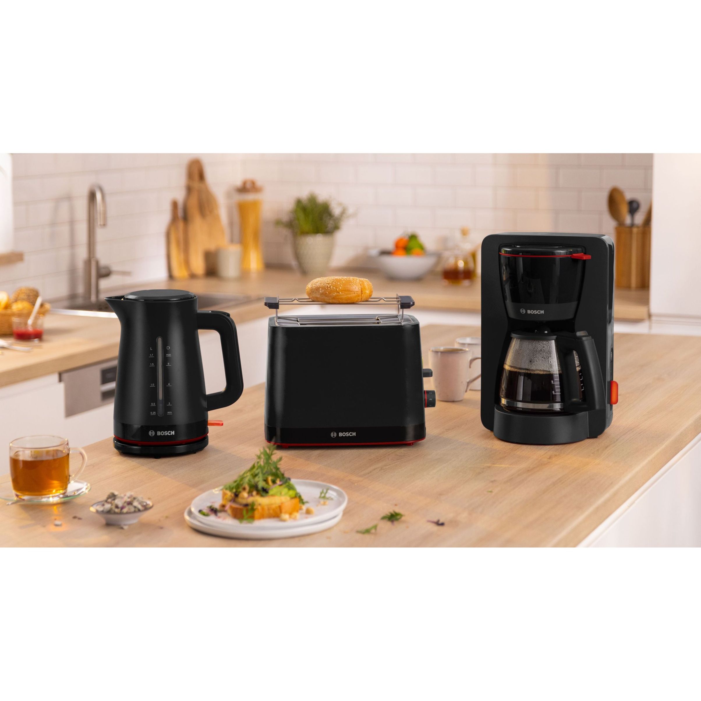 Prăjitor pâine compact BOSCH MyMoment TAT3M123, 2 sloturi, Dezghețare, Încălzire, High Lift, Negru