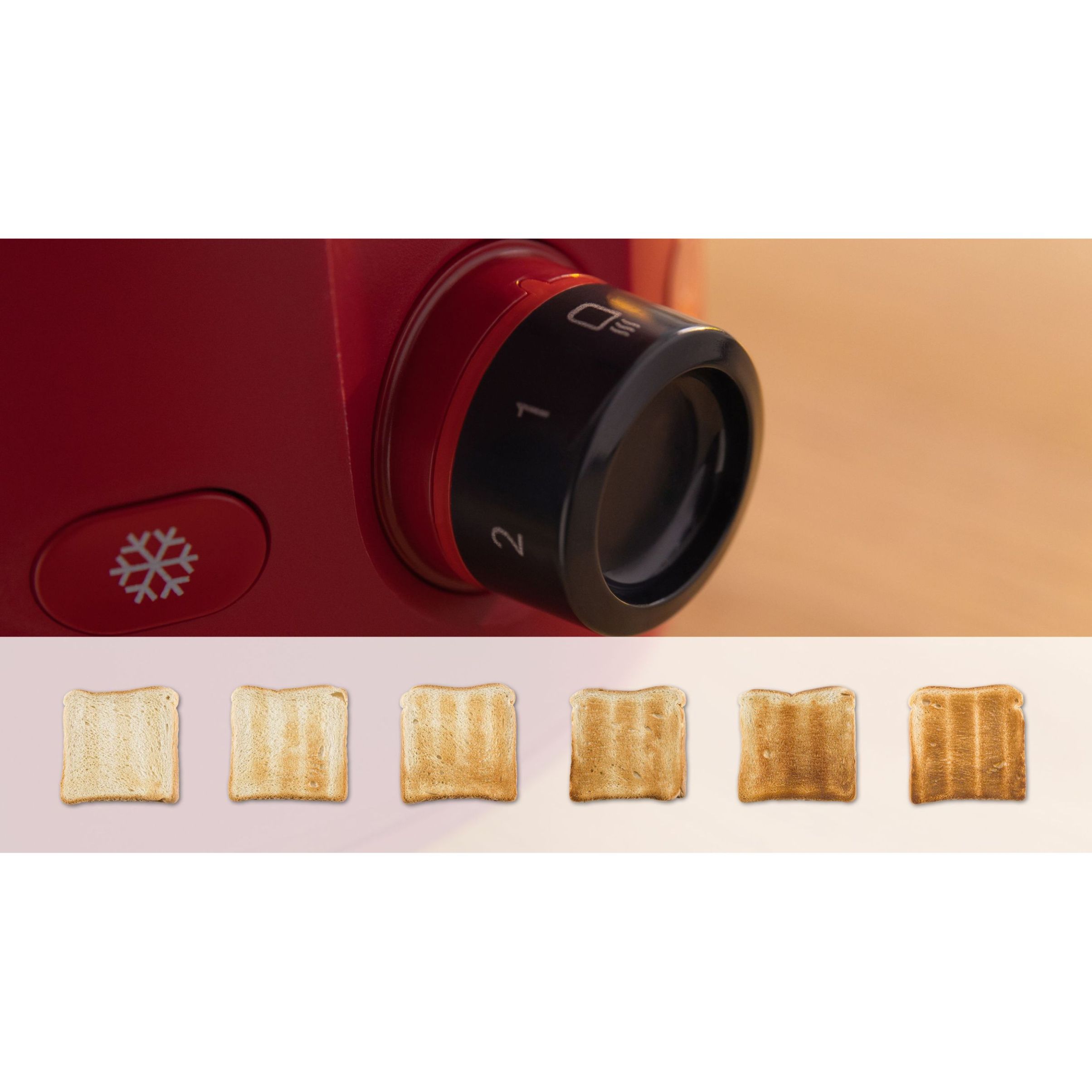 Prăjitor de pâine BOSCH MyMoment TAT2M124, 2 sloturi, Dezghețare, Încălzire, Grătar chifle, High Lift, Roșu