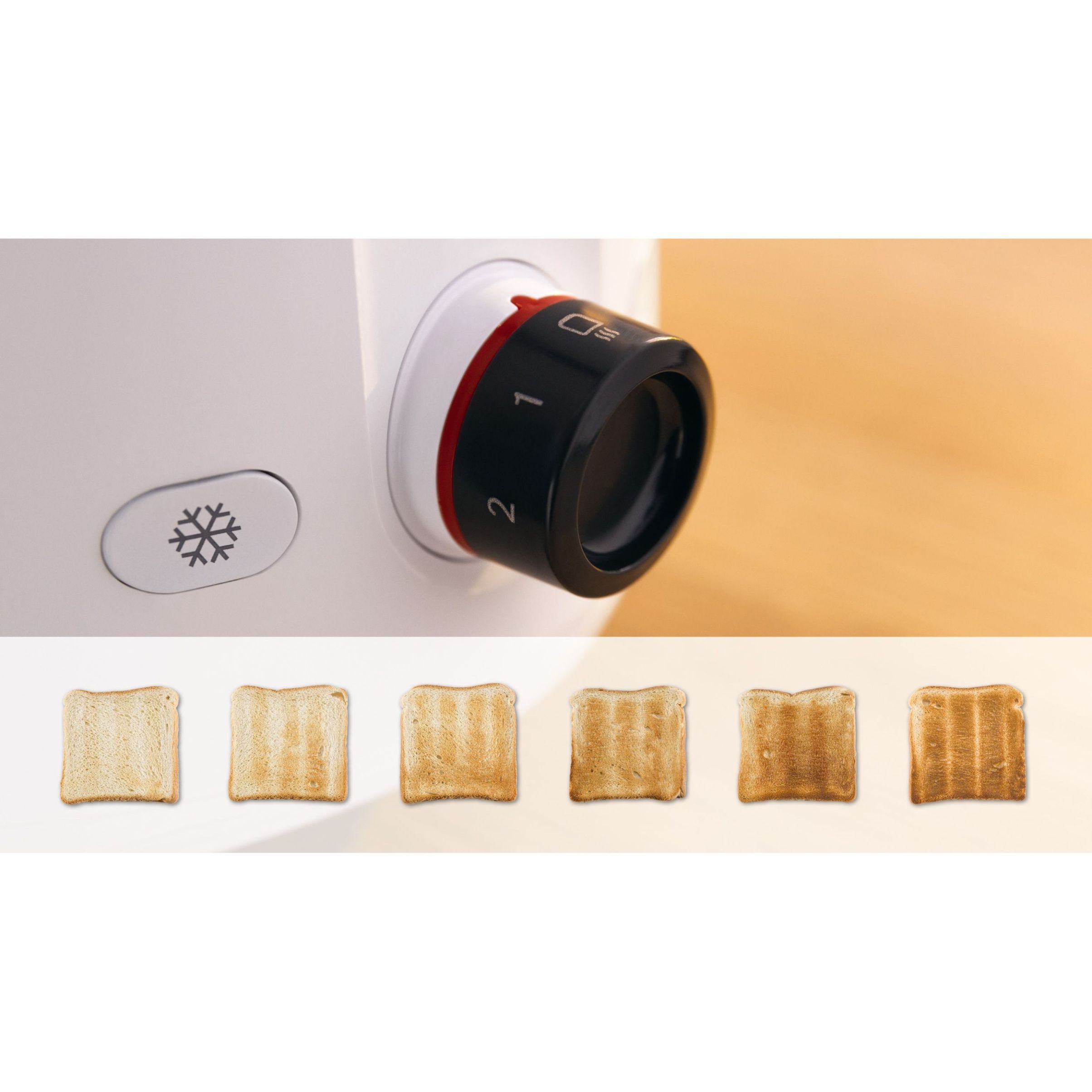 Prăjitor de pâine BOSCH MyMoment TAT2M121, 2 sloturi, Dezghețare, Încălzire, Grătar chifle, High Lift, Alb